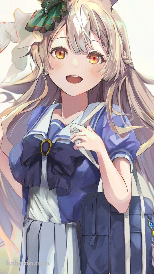 セーラー服を着たかわいいサトノダイヤモンド / メジロマックイーンのストラップ / ウマ娘プリティーダービー / ファンアート / イラストのAndroidの壁紙(540px x 960px) スマホ用