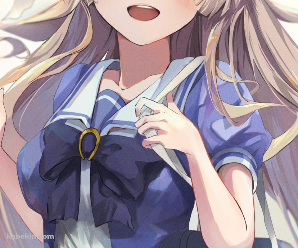 セーラー服を着たかわいいサトノダイヤモンド / メジロマックイーンのストラップ / ウマ娘プリティーダービー / ファンアート / イラストのAndroidの壁紙(960px x 800px) スマホ用