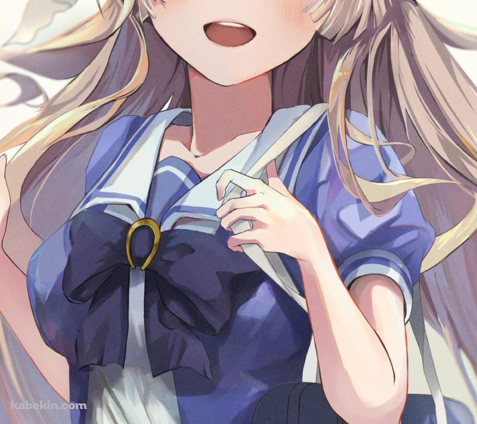 セーラー服を着たかわいいサトノダイヤモンド / メジロマックイーンのストラップ / ウマ娘プリティーダービー / ファンアート / イラストのAndroidの壁紙(960px x 854px) スマホ用