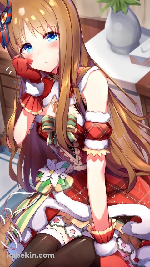 サンタコスのかわいいグラスワンダー / ウマ娘プリティーダービー / ファンアート / イラストのAndroidの壁紙(480px x 854px) スマホ用