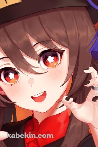 襲いかかるポーズのかわいい胡桃 / フータオ / 原神のAndroidの壁紙(320px x 480px) スマホ用