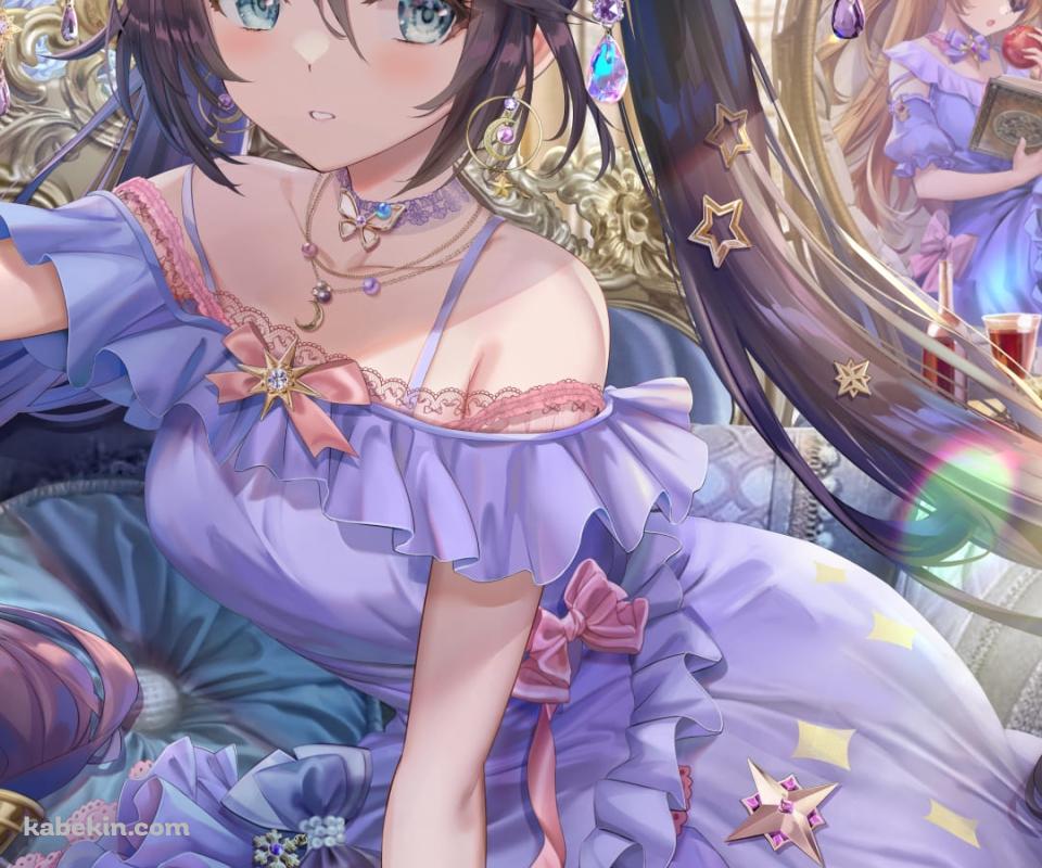 めちゃくちゃかわいいモナとフィッシュル / 蝋燭 / キャンドル / 魔導書 / ランタン / リラックス / 原神 / ファンアート / イラストのAndroidの壁紙(960px x 800px) スマホ用