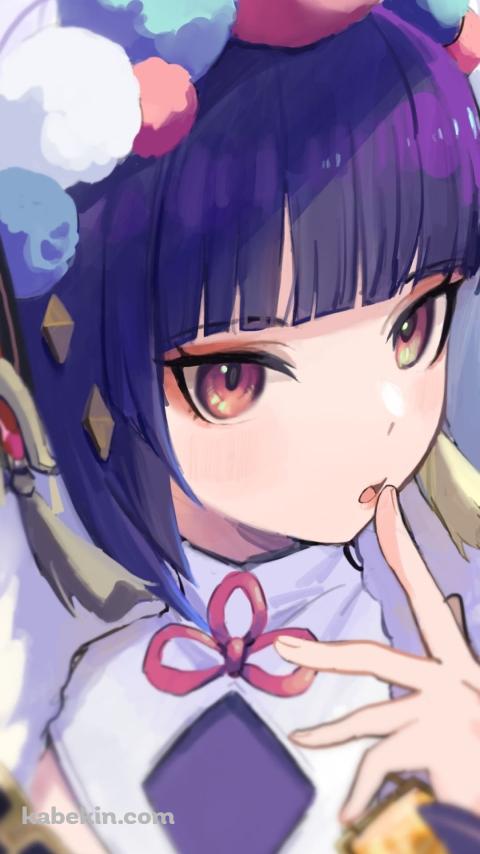 口に指をあてる雲菫（うんきん） / かわいい / 原神のAndroidの壁紙(480px x 854px) スマホ用
