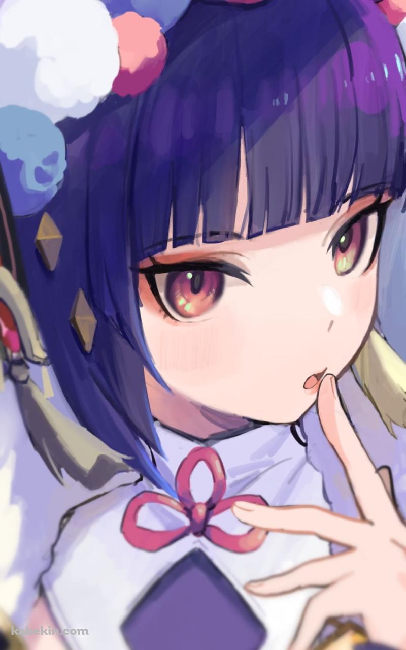 口に指をあてる雲菫（うんきん） / かわいい / 原神のAndroidの壁紙(800px x 1280px) スマホ用