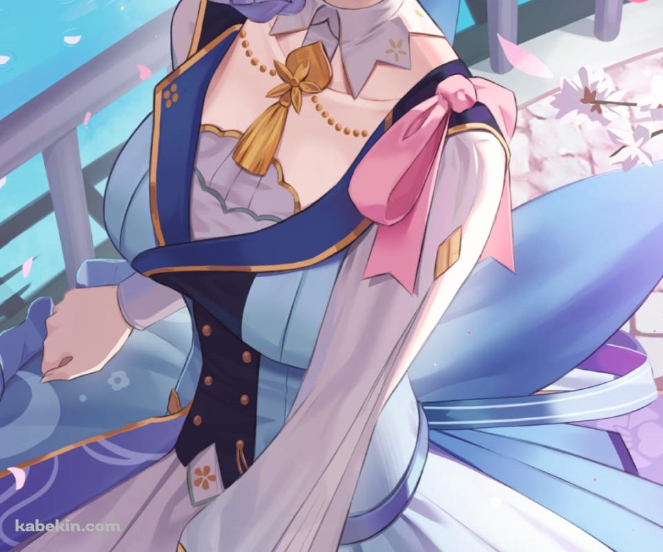 湖と桜と神里綾華 / 綺麗 / 花時に訪れた手紙 / 原神のAndroidの壁紙(960px x 800px) スマホ用