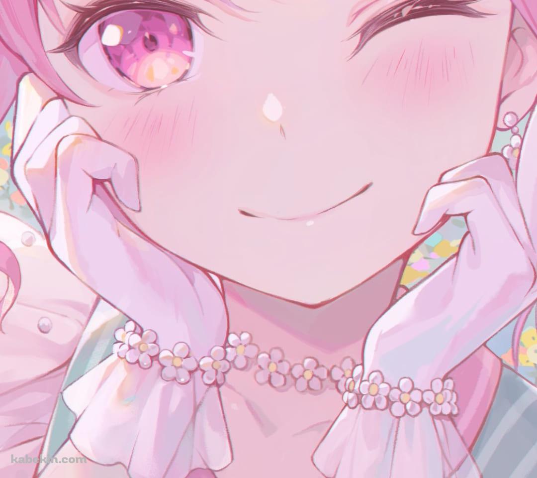 ウィンクをするかわいい丸山彩 / バンドリ！ / BanG_Dream! / ファンアート / イラストのAndroidの壁紙(1080px x 960px) スマホ用