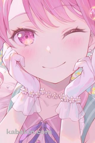 ウィンクをするかわいい丸山彩 / バンドリ！ / BanG_Dream! / ファンアート / イラストのAndroidの壁紙(320px x 480px) スマホ用