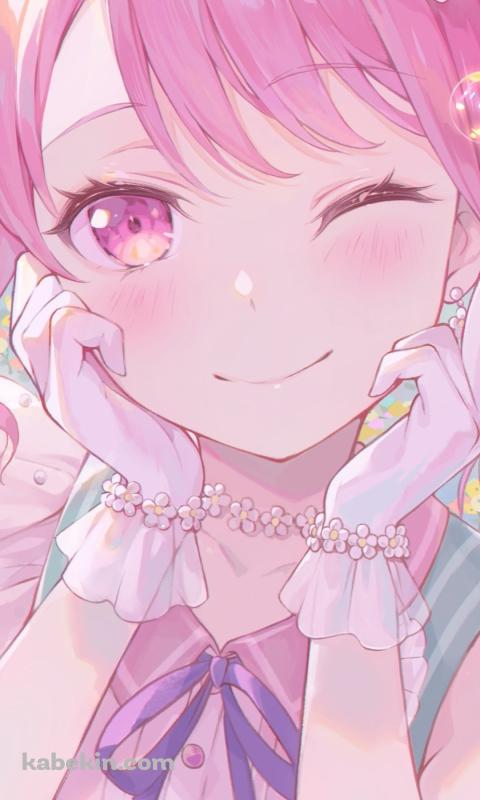 ウィンクをするかわいい丸山彩 / バンドリ！ / BanG_Dream! / ファンアート / イラストのAndroidの壁紙(480px x 800px) スマホ用
