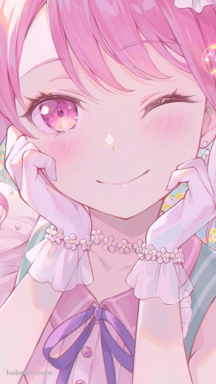 ウィンクをするかわいい丸山彩 / バンドリ！ / BanG_Dream! / ファンアート / イラストのAndroidの壁紙(720px x 1280px) スマホ用