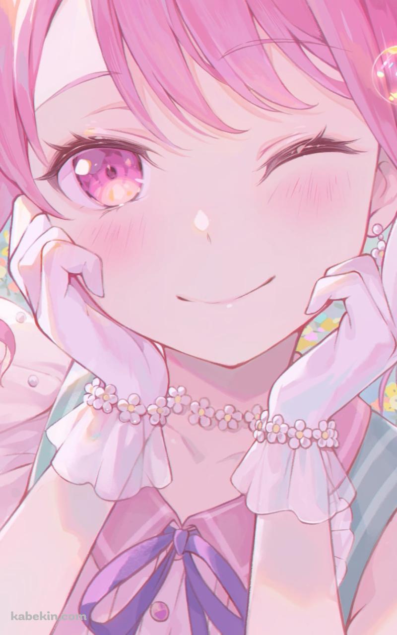 ウィンクをするかわいい丸山彩 / バンドリ！ / BanG_Dream! / ファンアート / イラストのAndroidの壁紙(800px x 1280px) スマホ用