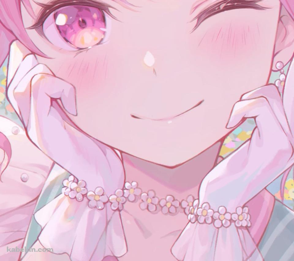 ウィンクをするかわいい丸山彩 / バンドリ！ / BanG_Dream! / ファンアート / イラストのAndroidの壁紙(960px x 854px) スマホ用