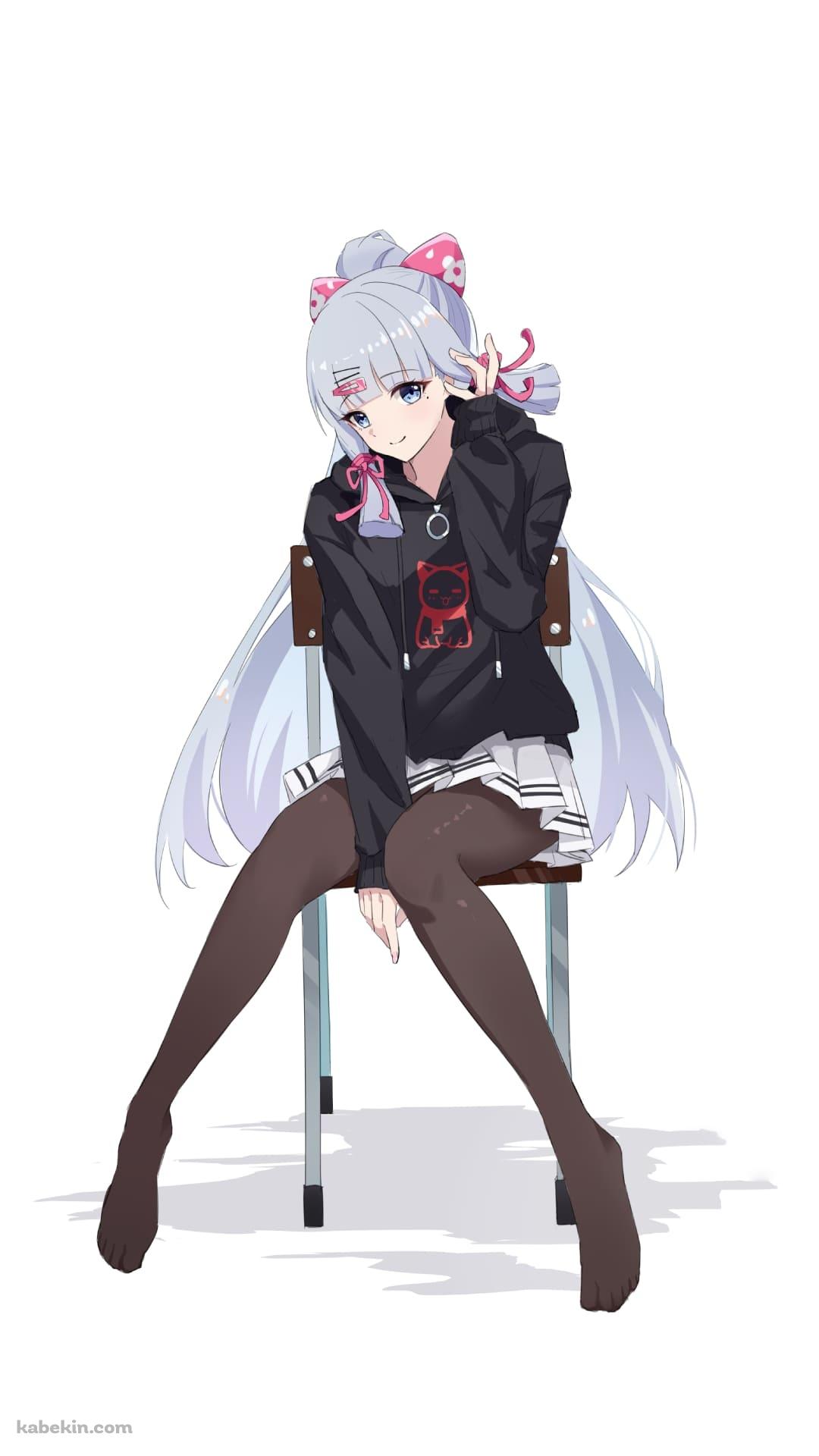 椅子に座るかわいい神里綾華 / 原神のAndroidの壁紙(1080px x 1920px) スマホ用