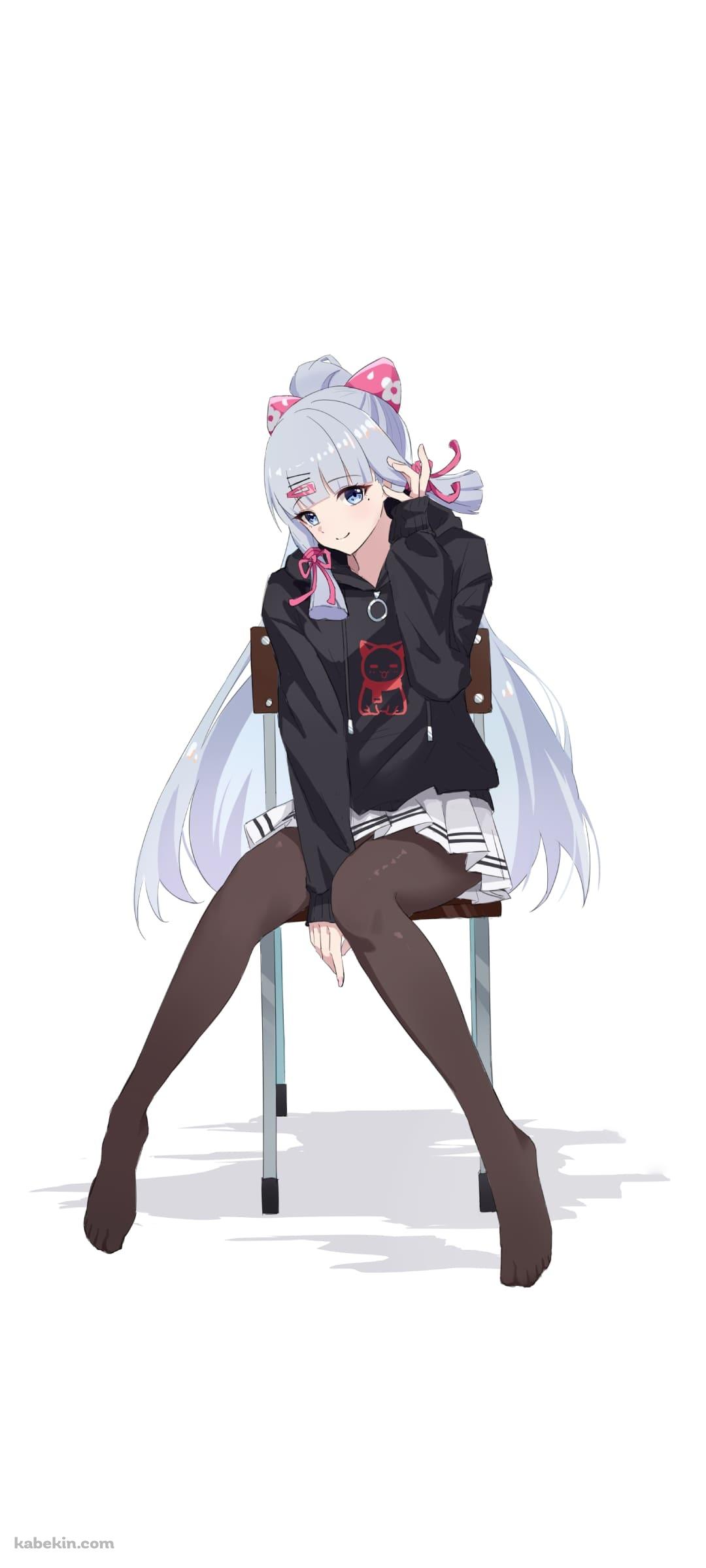 椅子に座るかわいい神里綾華 / 原神のAndroidの壁紙(1080px x 2400px) スマホ用