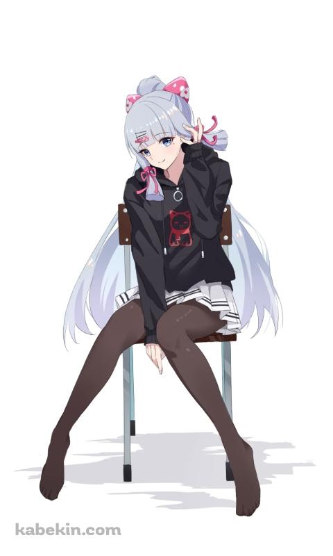 椅子に座るかわいい神里綾華 / 原神のAndroidの壁紙(480px x 800px) スマホ用