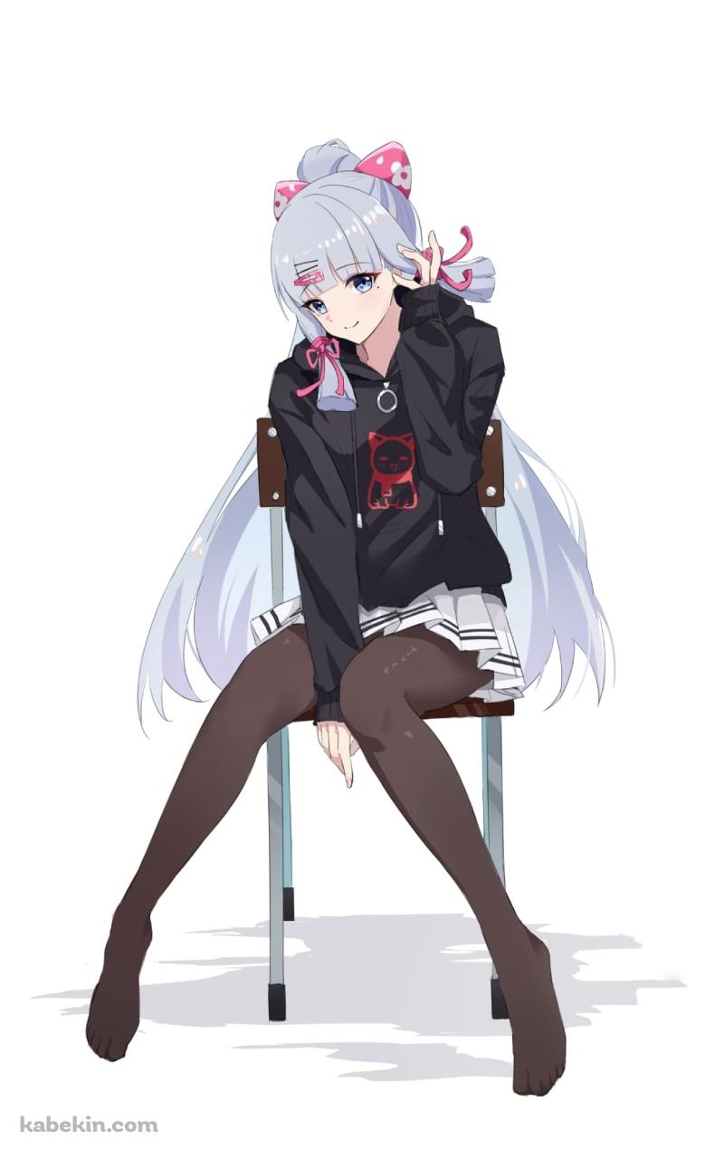椅子に座るかわいい神里綾華 / 原神のAndroidの壁紙(800px x 1280px) スマホ用