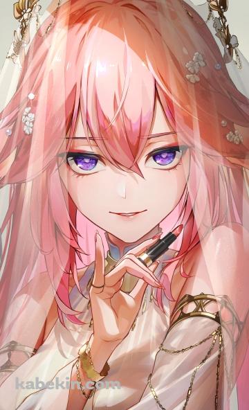 口紅を塗る綺麗な八重神子 / 原神のAndroidの壁紙(360px x 592px) スマホ用