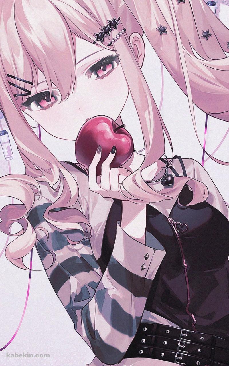 赤いリンゴを持つ天馬 咲希(てんま さき) / 点滴 / プロセカ / プロジェクトセカイ / ファンアート / イラストのAndroidの壁紙(800px x 1280px) スマホ用