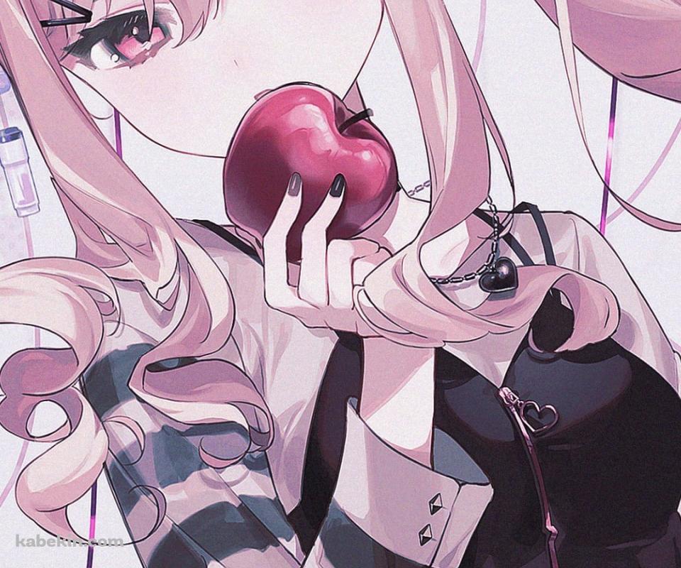 赤いリンゴを持つ天馬 咲希(てんま さき) / 点滴 / プロセカ / プロジェクトセカイ / ファンアート / イラストのAndroidの壁紙(960px x 800px) スマホ用