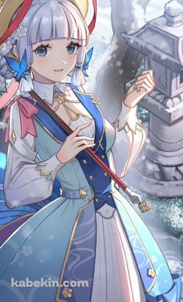 石塔と神里綾華 / 花時に訪れた手紙 / 原神のAndroidの壁紙(360px x 592px) スマホ用