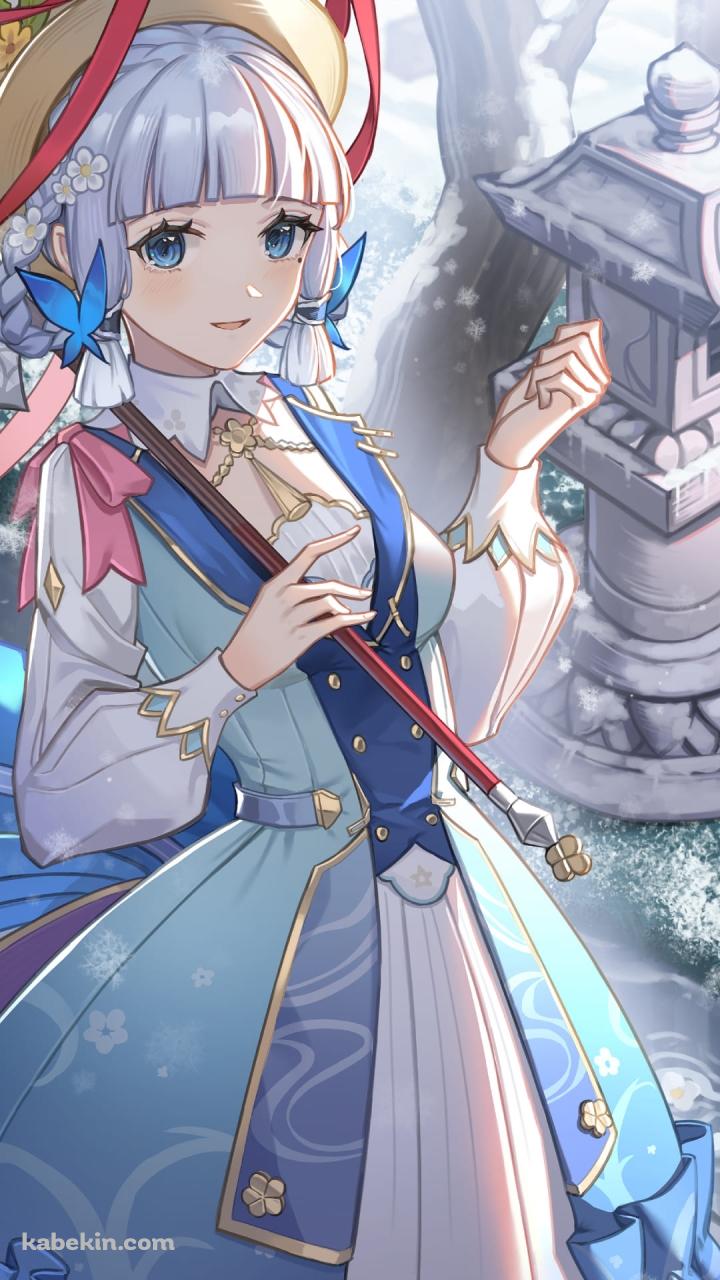 石塔と神里綾華 / 花時に訪れた手紙 / 原神のAndroidの壁紙(720px x 1280px) スマホ用