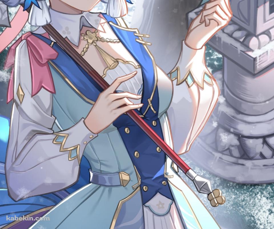 石塔と神里綾華 / 花時に訪れた手紙 / 原神のAndroidの壁紙(960px x 800px) スマホ用
