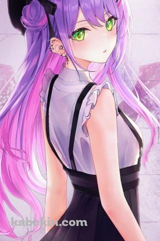 こちらに振り返るかわいい常闇トワ / ホロライブ / バーチャルYouTuber / ファンアート / イラストのAndroidの壁紙(320px x 480px) スマホ用