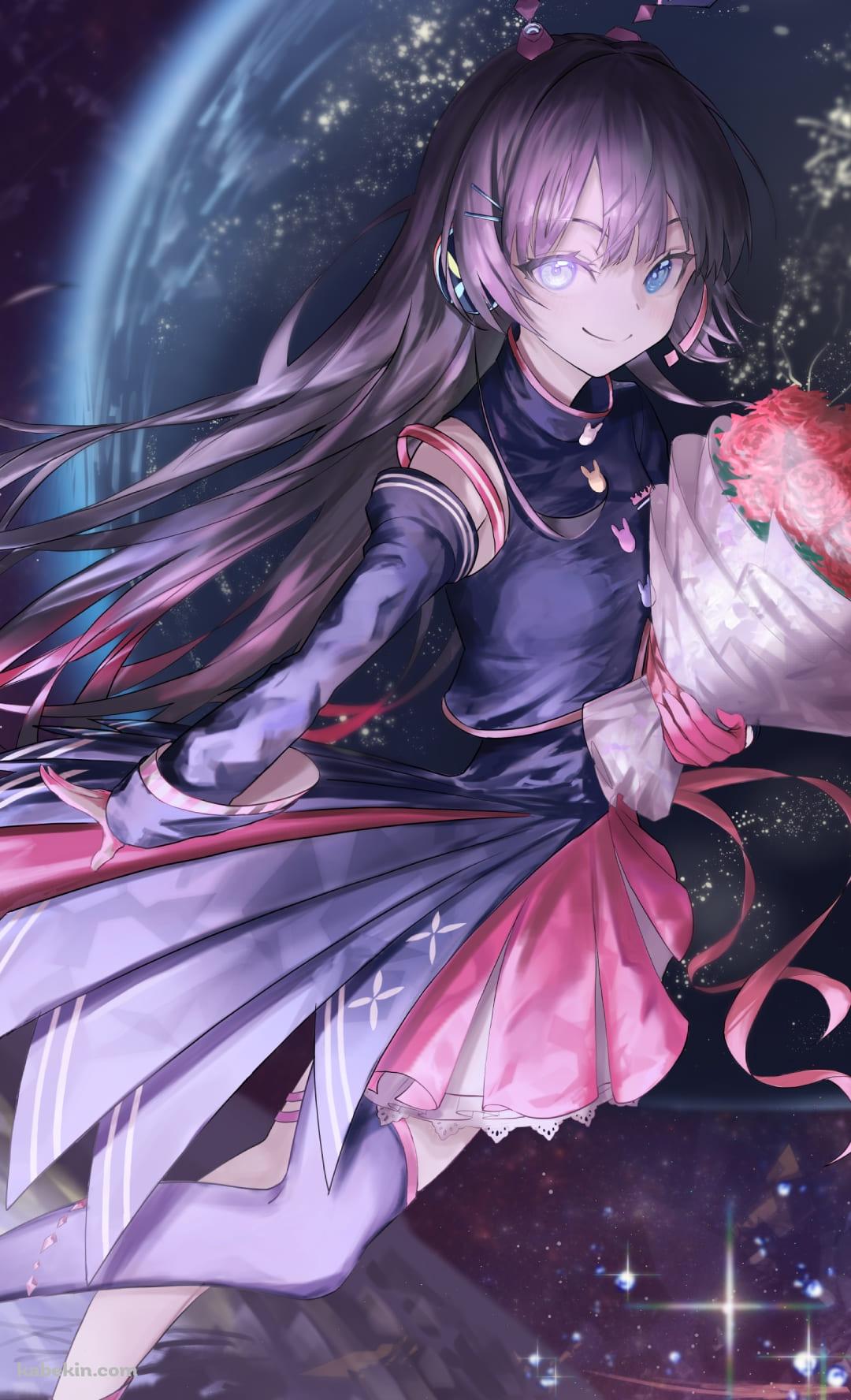 赤い薔薇を持つ月ノ美兎 / にじさんじ / バーチャルYouTuber / ファンアート / イラストのAndroidの壁紙(1080px x 1776px) スマホ用