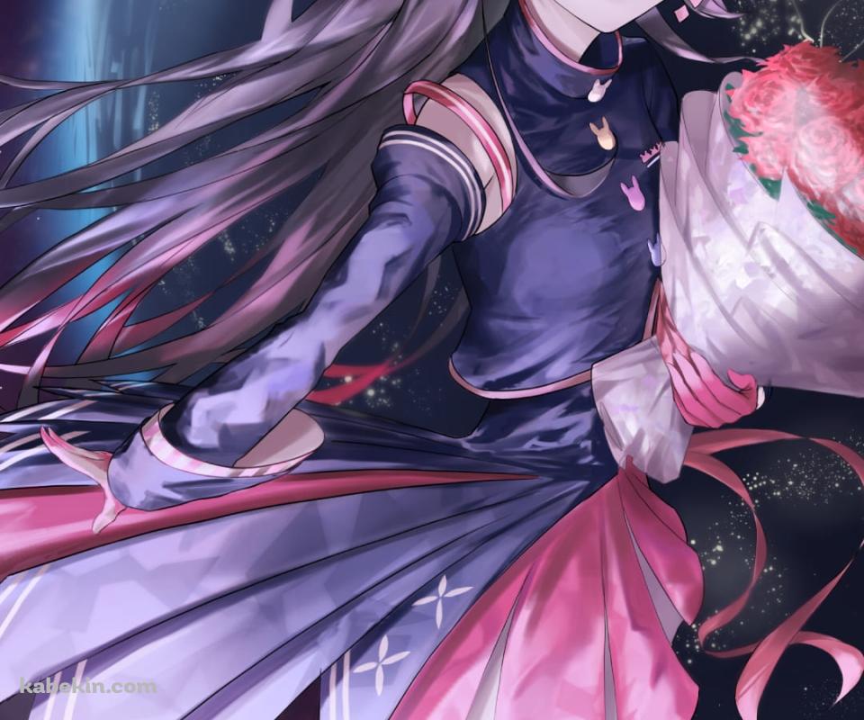 赤い薔薇を持つ月ノ美兎 / にじさんじ / バーチャルYouTuber / ファンアート / イラストのAndroidの壁紙(960px x 800px) スマホ用