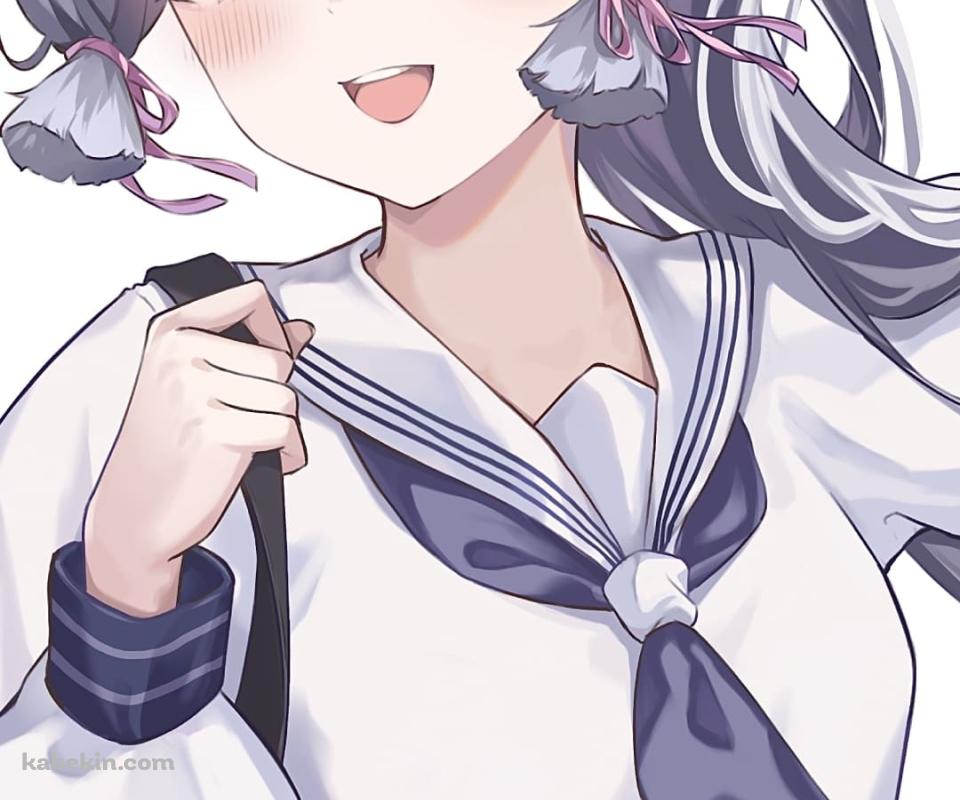 ピースをする神里綾華 / セーラー服 / かわいい / JK / 原神のAndroidの壁紙(960px x 800px) スマホ用