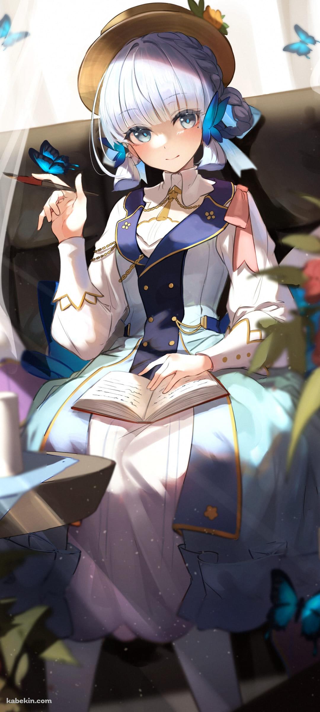 書き物をする神里綾華 / 花時に訪れた手紙 / 原神のAndroidの壁紙(1080px x 2400px) スマホ用
