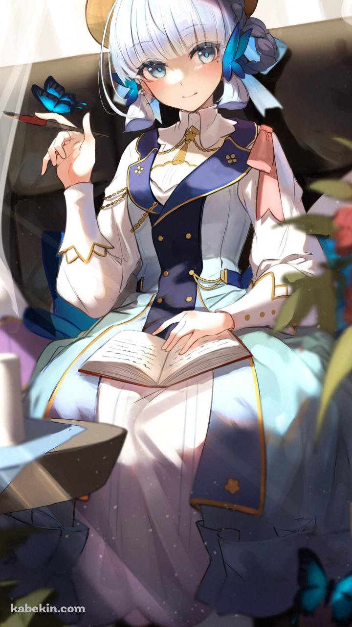 書き物をする神里綾華 / 花時に訪れた手紙 / 原神のAndroidの壁紙(720px x 1280px) スマホ用