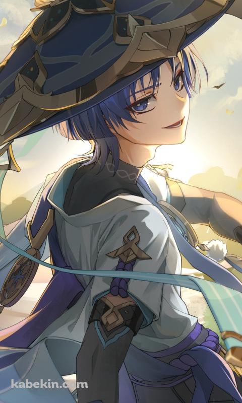 こちらを振り返るかっこいいスカラマシュ / 放浪者 / 原神のAndroidの壁紙(480px x 800px) スマホ用