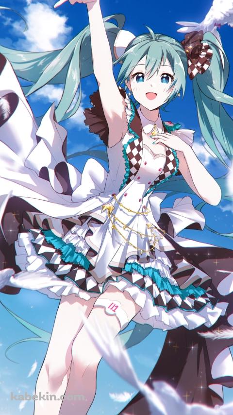 沢山の白い鳩と初音ミク / かわいい / ボカロ / ボーカロイド / プロセカ / プロジェクトセカイ / ファンアート / イラストのAndroidの壁紙(480px x 854px) スマホ用