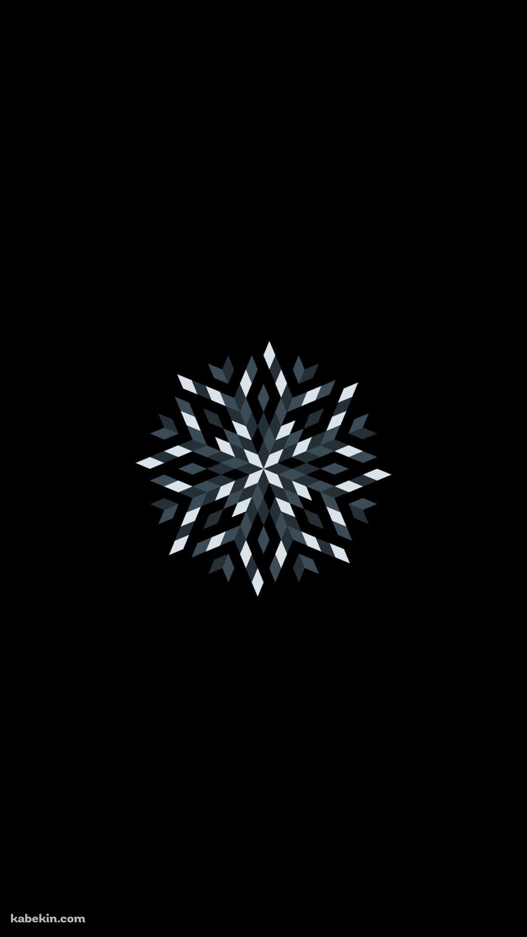 黒・白・灰色の雪の結晶のようなアート / ダイヤモンドのAndroidの壁紙(1080px x 1920px) スマホ用