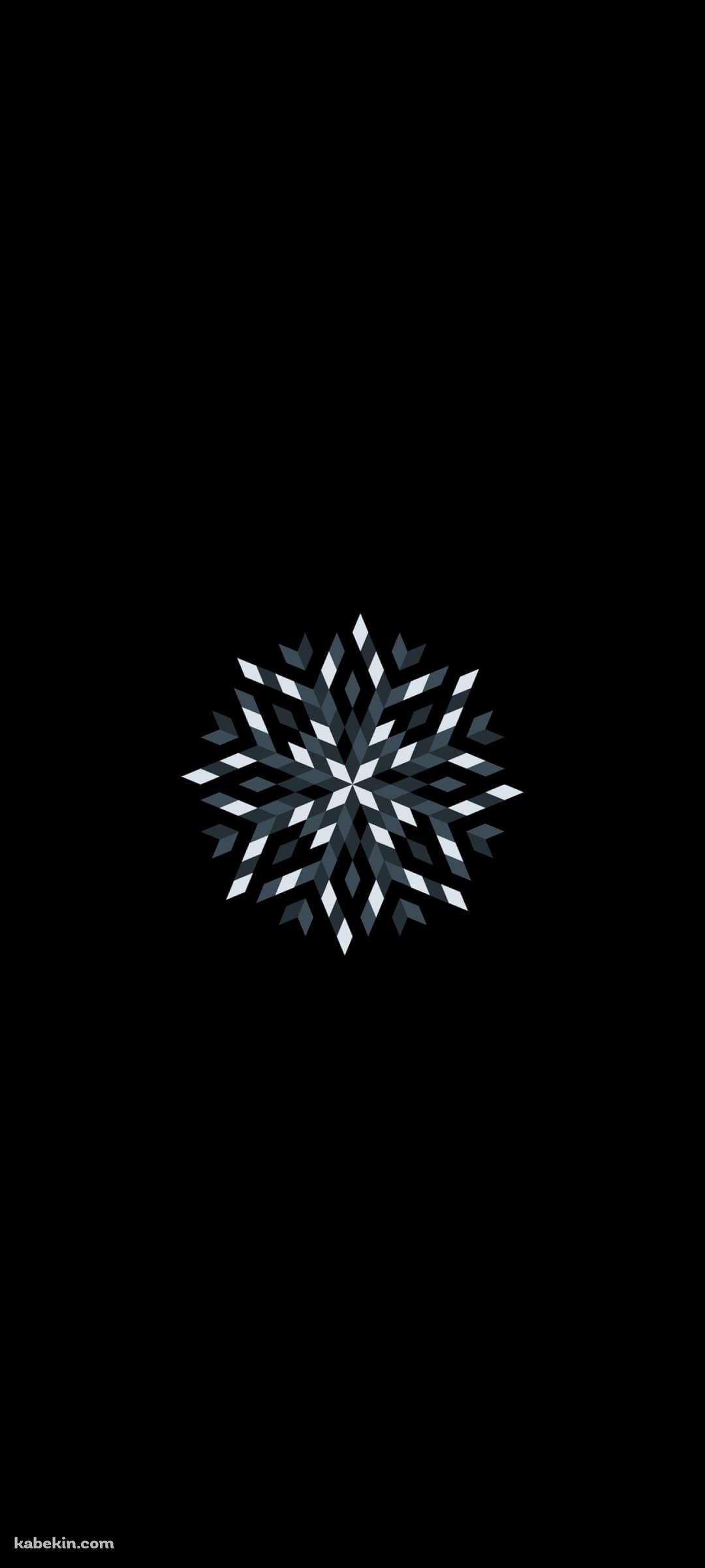 黒・白・灰色の雪の結晶のようなアート / ダイヤモンドのAndroidの壁紙(1080px x 2400px) スマホ用