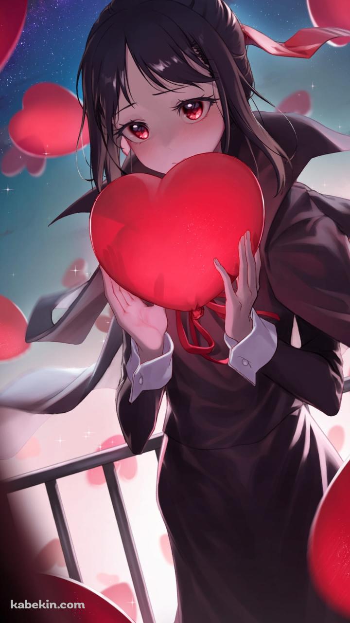 赤く光るハートを持つかわいい四宮かぐや / かぐや様は告らせたい～天才たちの恋愛頭脳戦～ / ファンアート / イラストのAndroidの壁紙(720px x 1280px) スマホ用