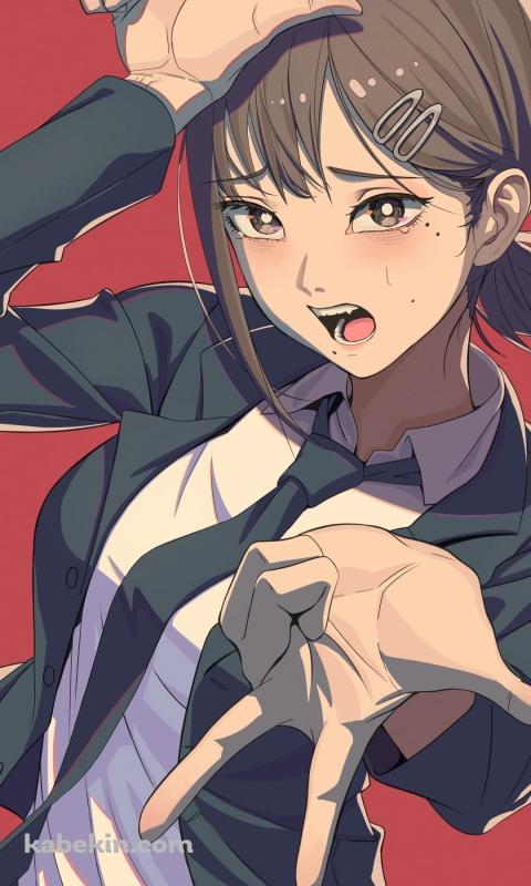 泣きながらポーズをとる東山コベニ / チェンソーマンのAndroidの壁紙(480px x 800px) スマホ用