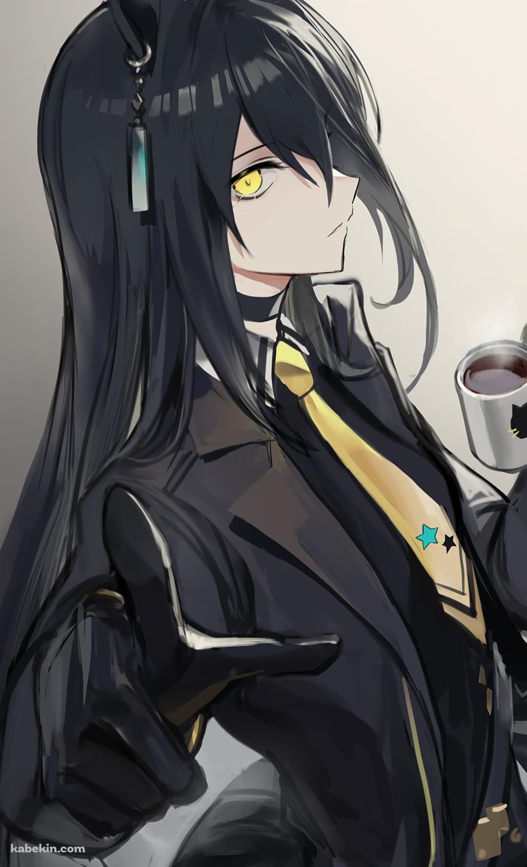珈琲を飲みながらこちらを指指すマンハッタンカフェ / 牡馬 / ウマ娘プリティーダービー / ファンアート / イラストのAndroidの壁紙(1080px x 1776px) スマホ用