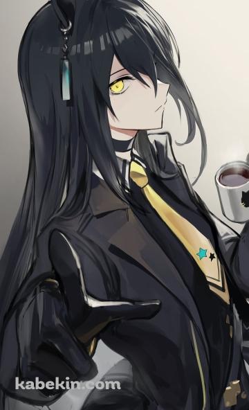 珈琲を飲みながらこちらを指指すマンハッタンカフェ / 牡馬 / ウマ娘プリティーダービー / ファンアート / イラストのAndroidの壁紙(360px x 592px) スマホ用