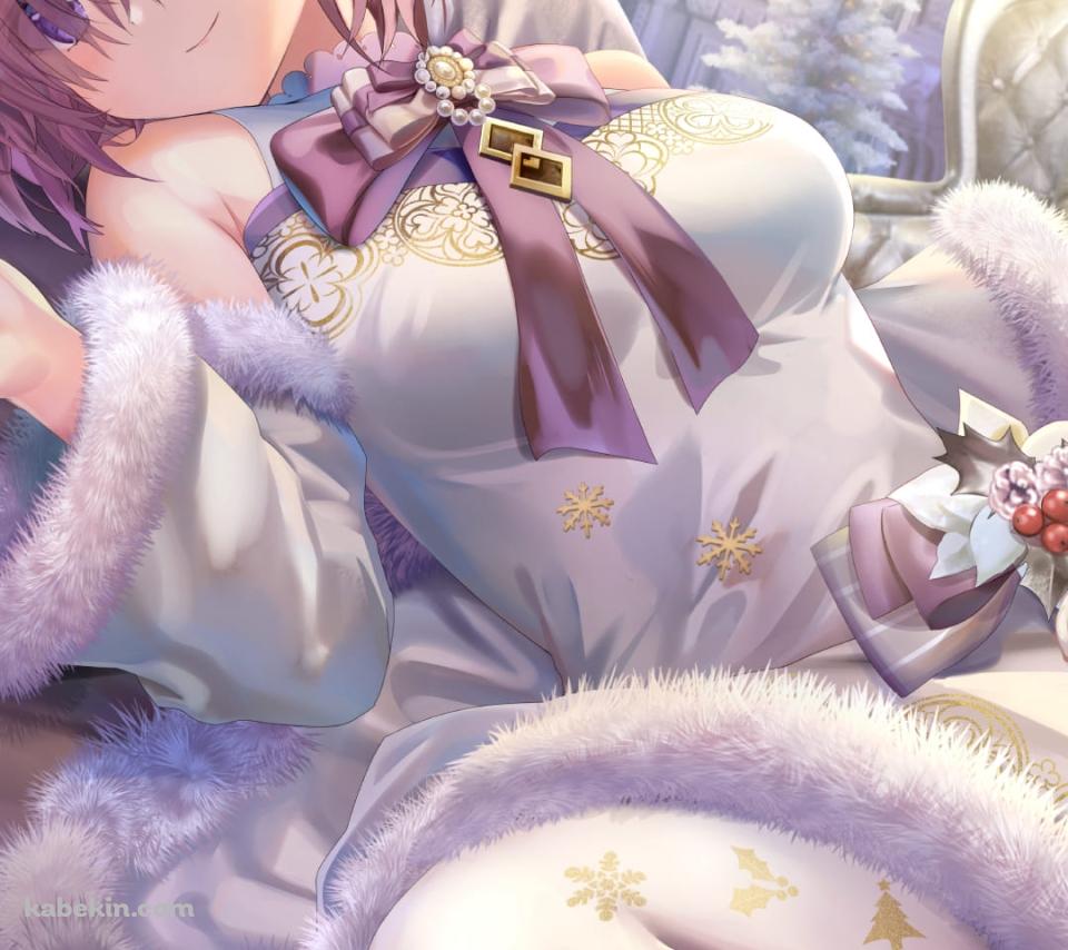 白いドレスを着て寝そべるかわいいマシュ・キリエライト / fate/grand order / ファンアート / イラストのAndroidの壁紙(960px x 854px) スマホ用