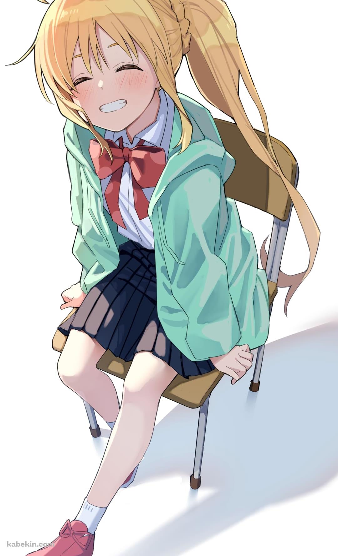 椅子に座って笑う伊地知虹夏 / かわいい / 漫画 / ぼっち・ざ・ろっく! / ファンアート / イラストのAndroidの壁紙(1080px x 1776px) スマホ用