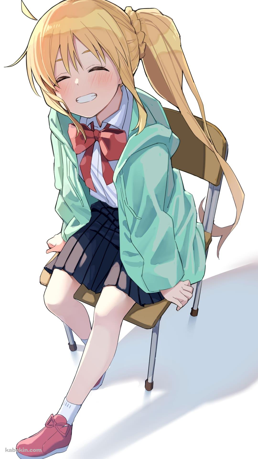椅子に座って笑う伊地知虹夏 / かわいい / 漫画 / ぼっち・ざ・ろっく! / ファンアート / イラストのAndroidの壁紙(1080px x 1920px) スマホ用