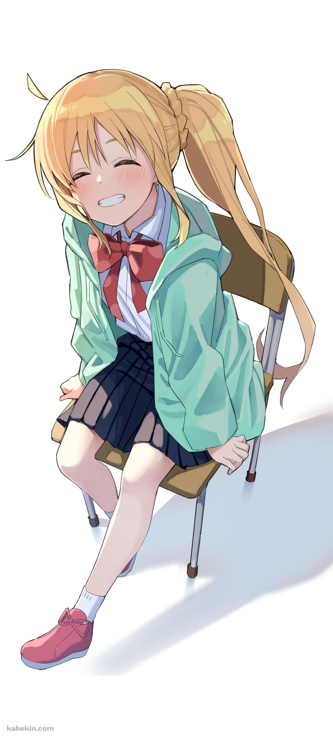 椅子に座って笑う伊地知虹夏 / かわいい / 漫画 / ぼっち・ざ・ろっく! / ファンアート / イラストのAndroidの壁紙(1080px x 2400px) スマホ用