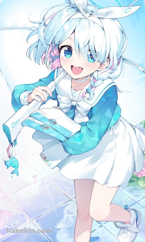 雨の日 アロナ / ビニール傘 / ブルアカ / ブルーアーカイブ / ファンアート / イラストのAndroidの壁紙(480px x 800px) スマホ用