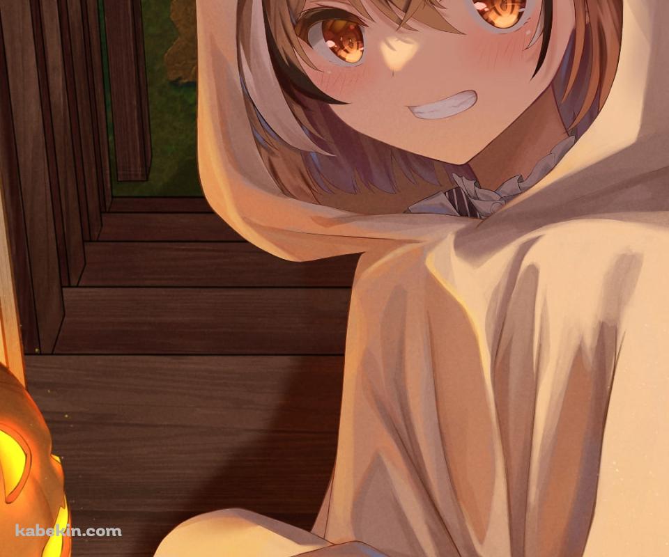 お化けの着ぐるみを着ているかわいい七詩ムメイ / ぶーめい / ホロライブ / バーチャルYouTuber / ファンアート / イラストのAndroidの壁紙(960px x 800px) スマホ用