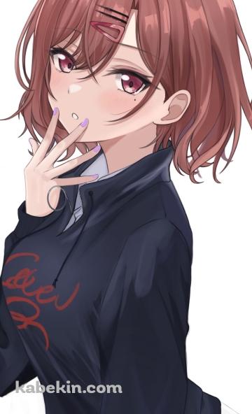 口元に指をあてるかわいい樋口円香 / アイマス / アイドルマスターシャイニーカラーズのAndroidの壁紙(360px x 592px) スマホ用