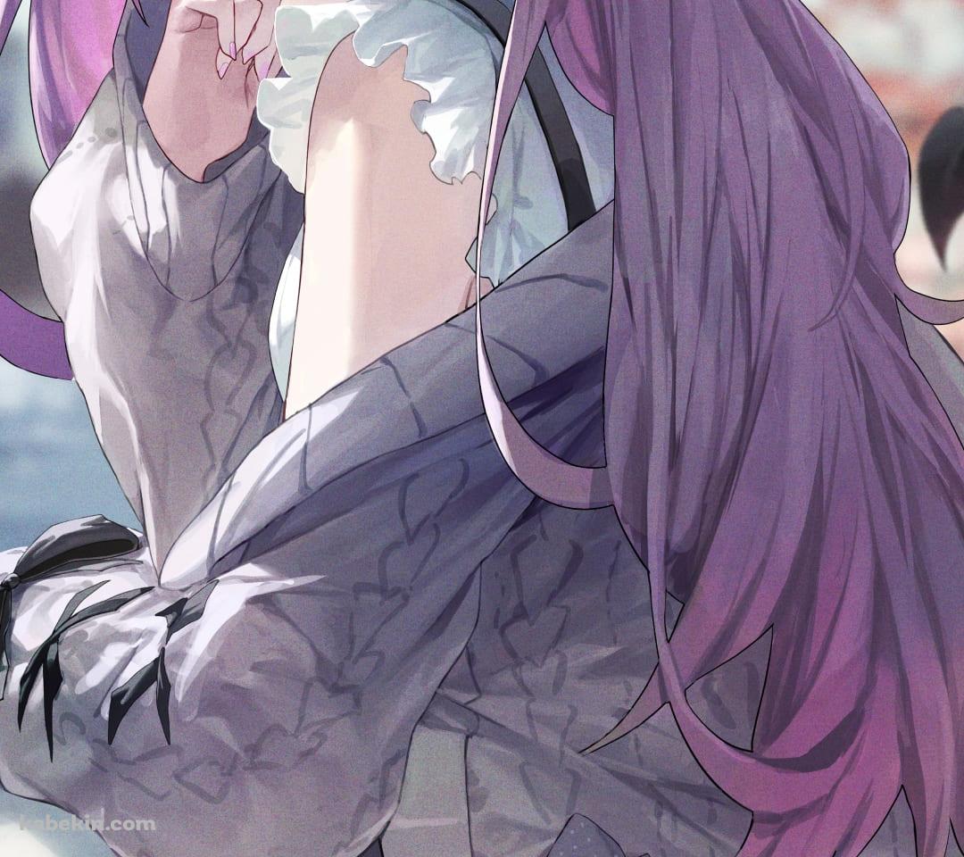 こちらを見つめる常闇トワ / 手すり / 川 / ホロライブ / バーチャルYouTuber / Vtuber / ファンアート / イラストのAndroidの壁紙(1080px x 960px) スマホ用