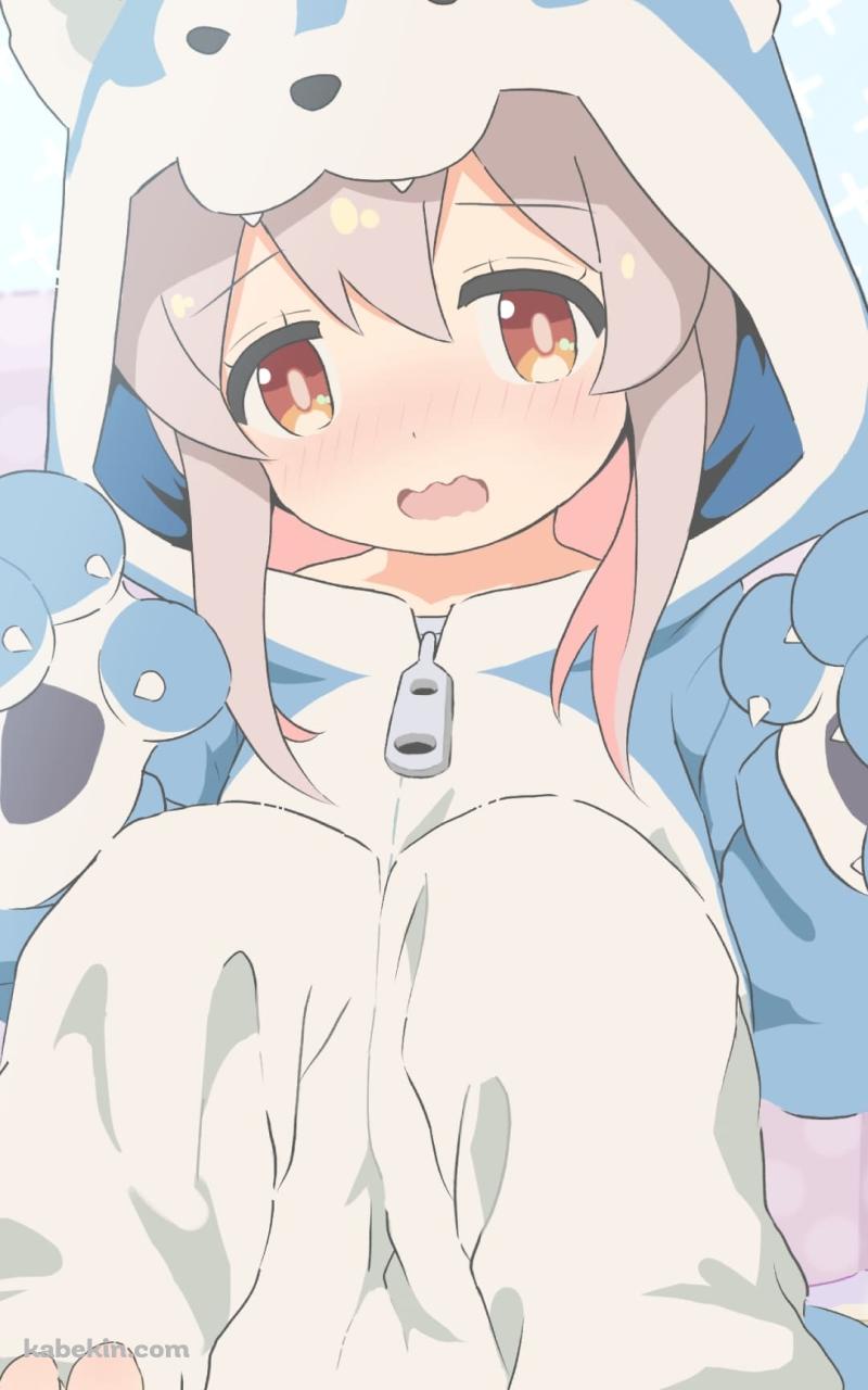 かわいい狼の着ぐるみを着て座っている緒山まひろ / お兄ちゃんはおしまい!のAndroidの壁紙(800px x 1280px) スマホ用