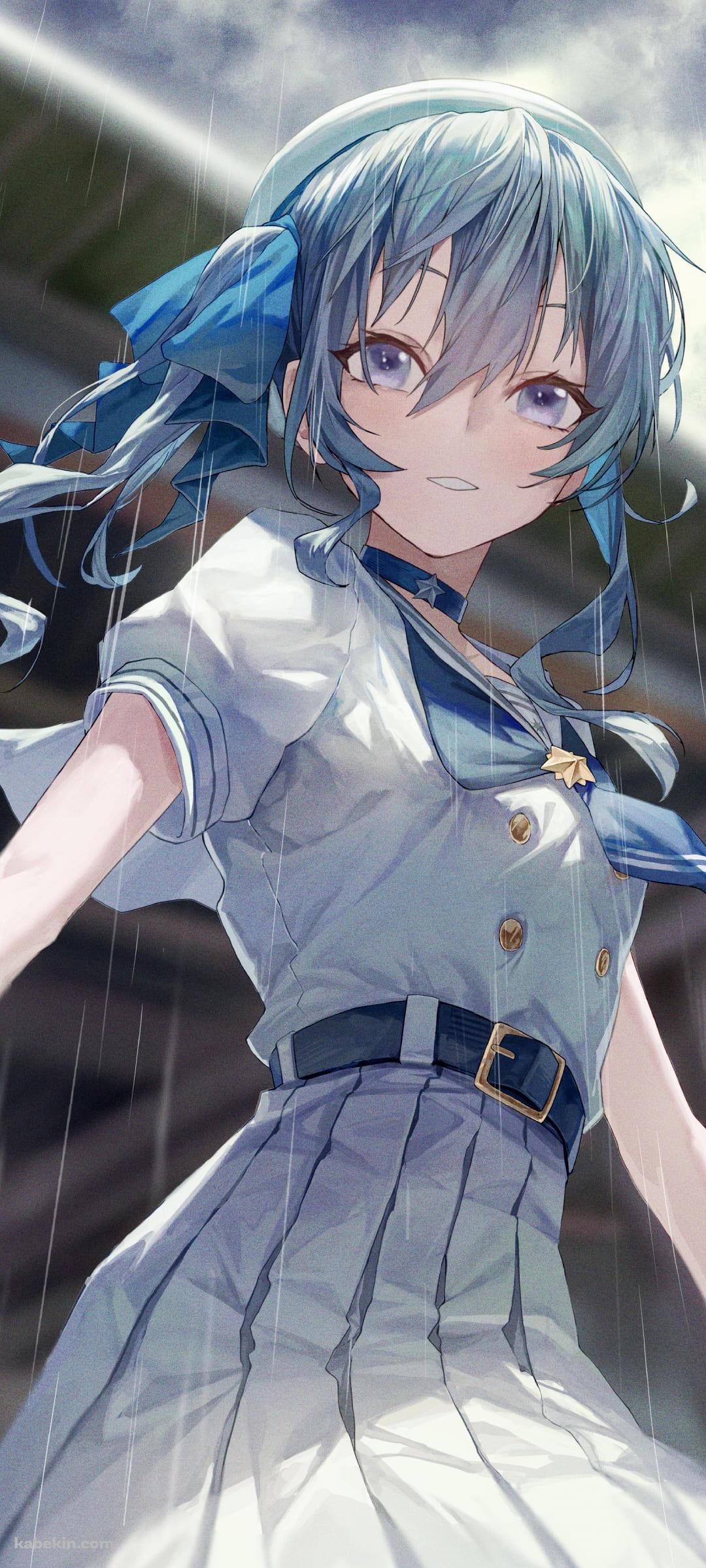 雨に濡れる星街すいせい / ホロライブ / バーチャルYouTuber / Vtuber / ファンアート / イラストのAndroidの壁紙(1080px x 2400px) スマホ用