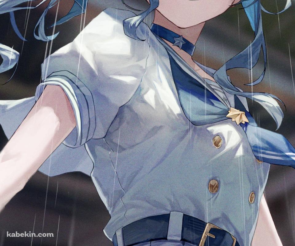 雨に濡れる星街すいせい / ホロライブ / バーチャルYouTuber / Vtuber / ファンアート / イラストのAndroidの壁紙(960px x 800px) スマホ用
